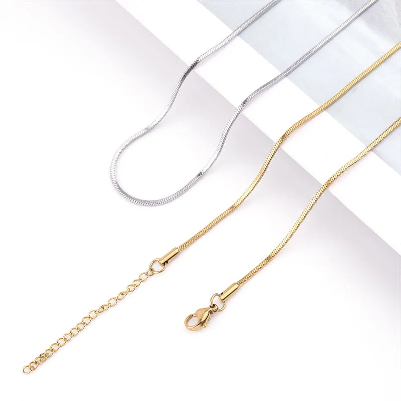 1.2mm Gold Color Stainless Steel Necklace For Men Hip Hop Titanium Steel Square Snake Chain Necklace Jewelry Accessories
