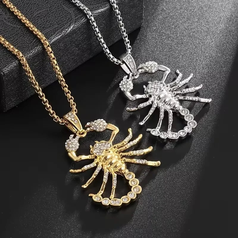 High Quality Zircon Scorpion Lobster Pendant Necklace, Hip Hop Rock Party Jewelry Accessories for Men Women