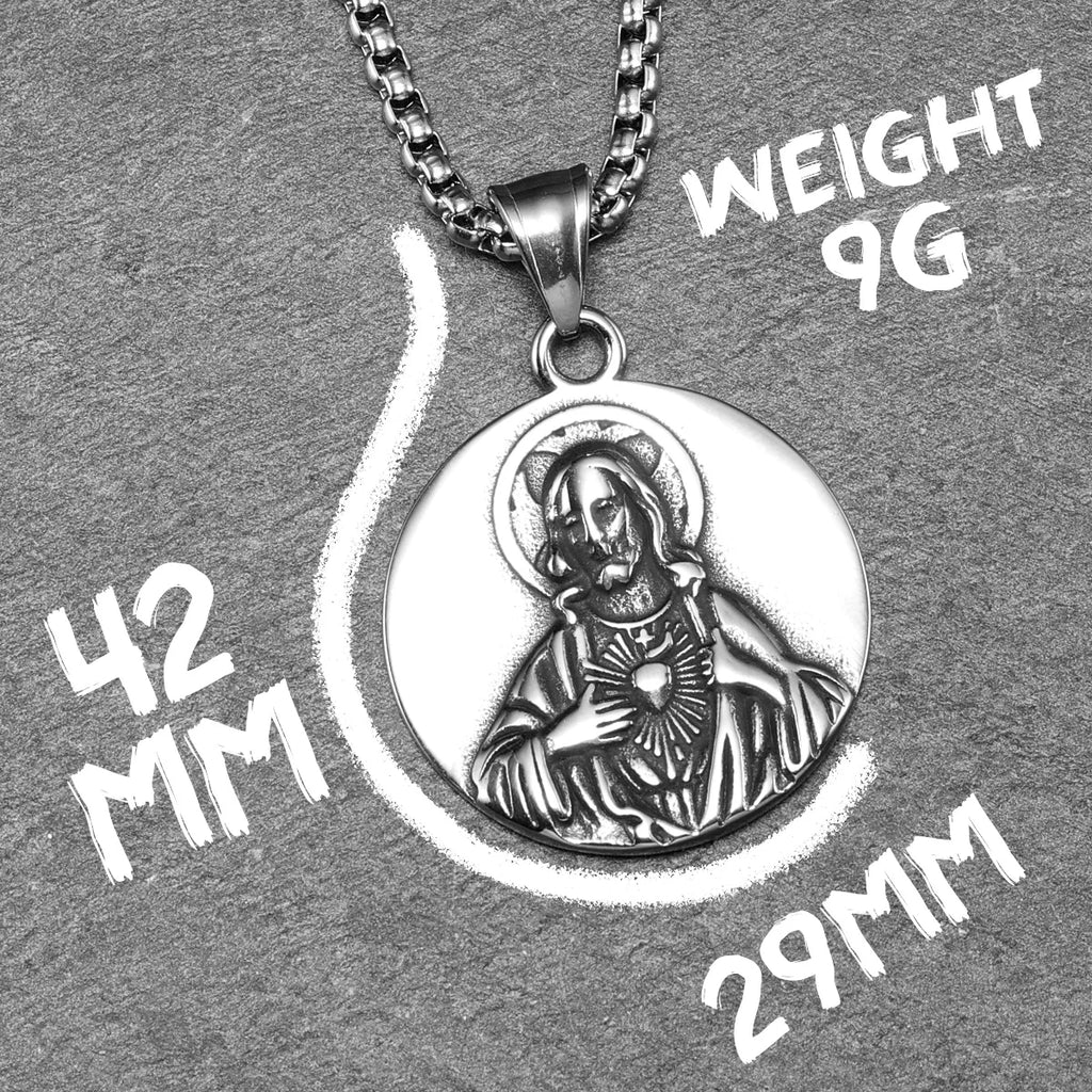 Christian Jesus Pendant 316L Stainless Steel Religion Necklaces Men Chain Bless Pray Rock Punk Party Jewelry Xmas Gift