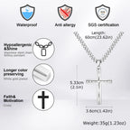 Vnox Mens Big Cross Pendant Necklaces, Religous Faith Jewelry, Two Layers Cross Pendant with Cuban Chain, Punk Hiphop