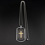 Lord's Prayer Our Father Glass Cross Necklace — Stainless Steel