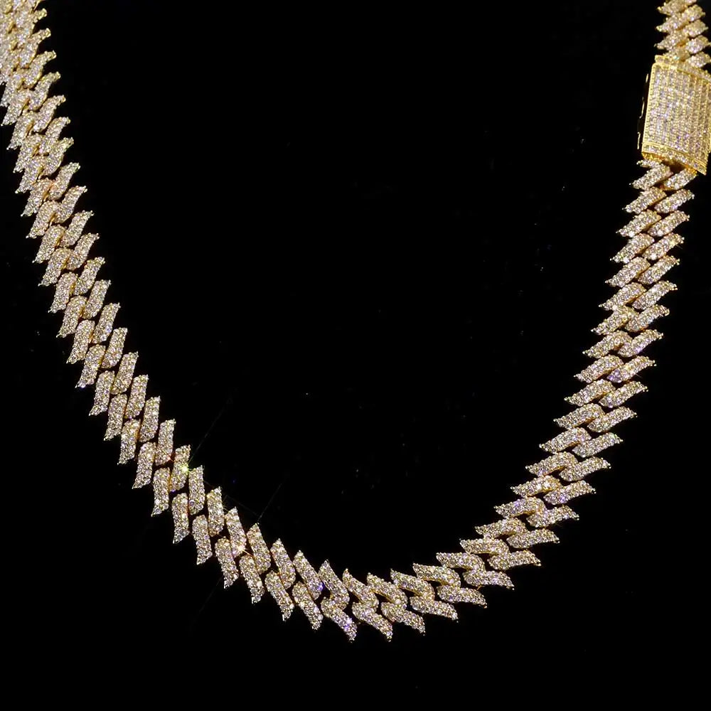 Iced Out Spiked Chain Necklace Stainless Steel