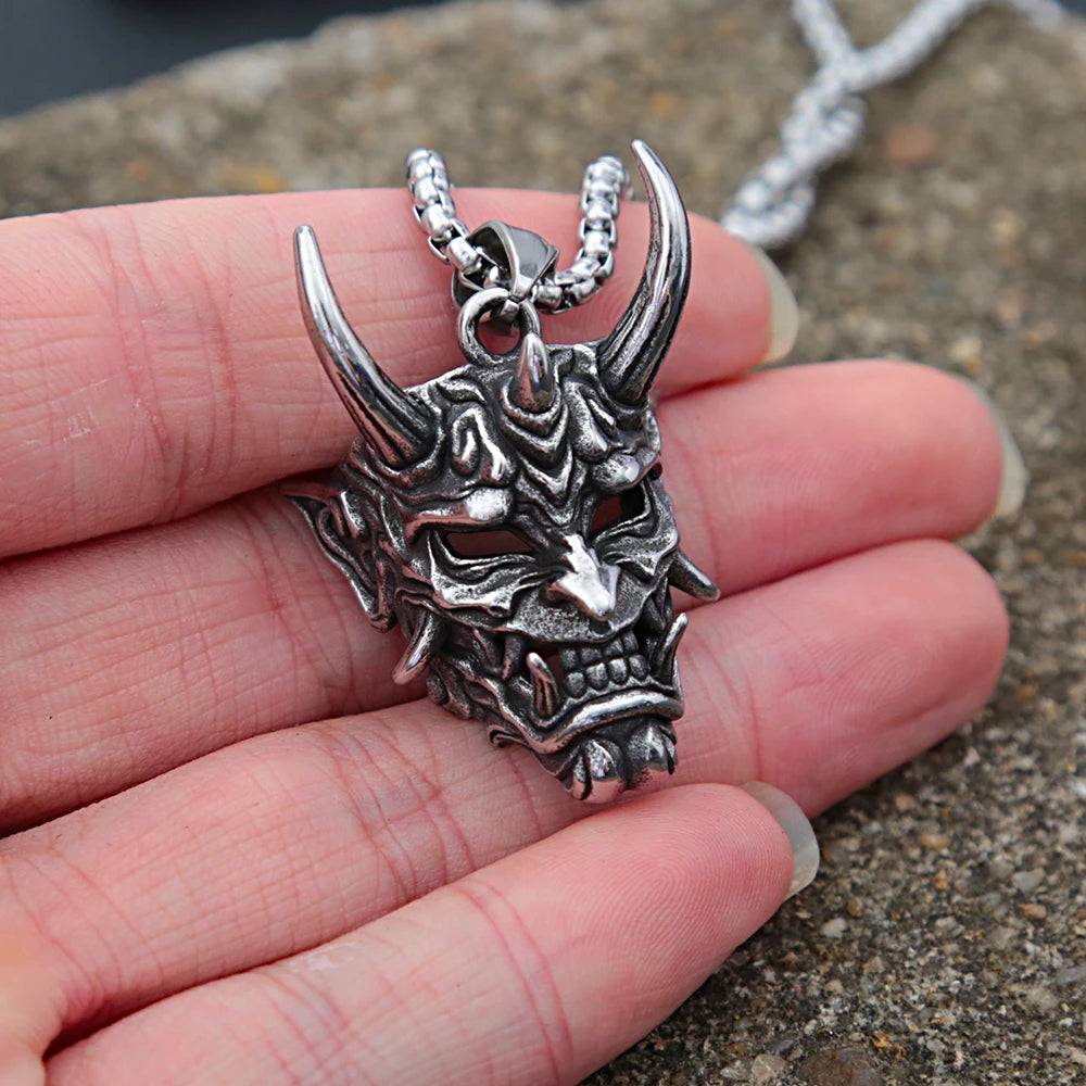 Skull Demon Steel Pendant Gothic Vintage Mask