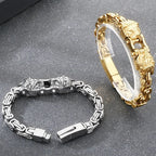 Cool 7MM Wide Men's Lion Head Link Chain Bracelet Vintage Blackened 316l Stainless Steel Bracelets Gothic Biker Jewelry