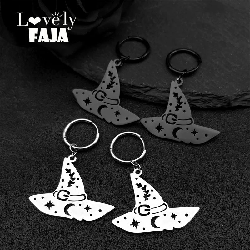 Star Silver Earrings Witch Hat Moon Snowflake