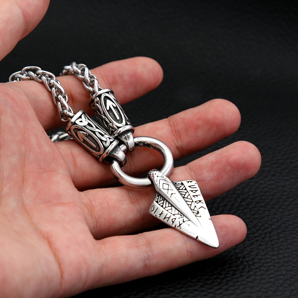 Fashion Vintage Viking Spear Pendant Stainless Steel Norse Rune necklaces For Men Women Unique Amulet Jewelry Gift Dropshipping