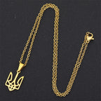 New Creative Ukraine Flag Pendant Necklaces Trident Design National Symbols Of Ukraine Stainless Steel Jewelry Women Men Gift
