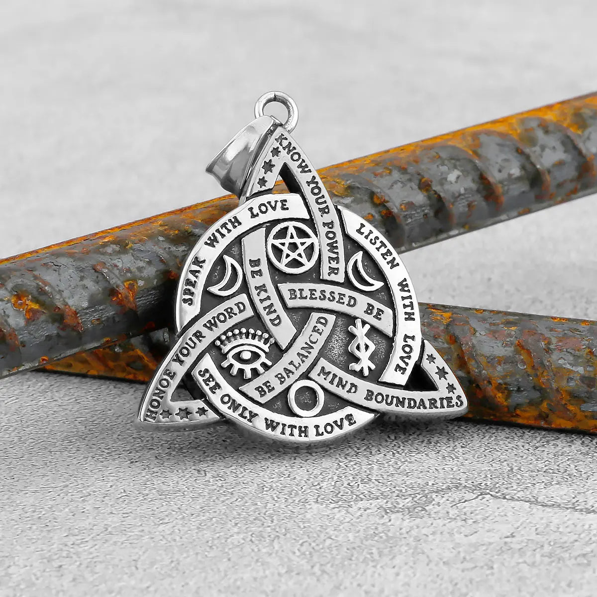 Viking Witch Celtic Knot Pendant Necklace Rune Stainless Steel Men Chain Odin Gothic Necklace Protection Amulet Jewelry