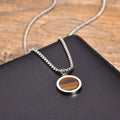 Tiger Eye Round Stone Pendant — Stainless