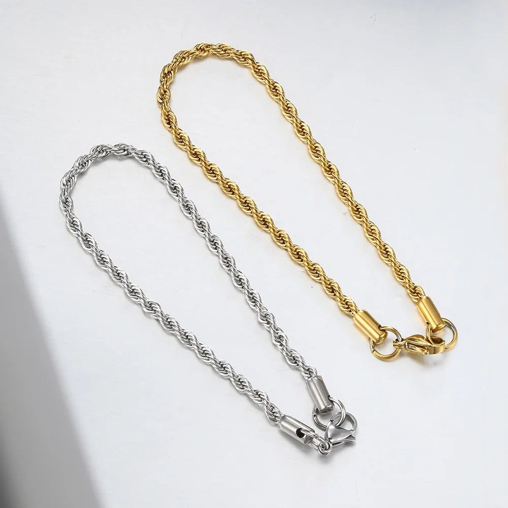 Rope Chain Bracelet 3-4mm — Stainless Steel
