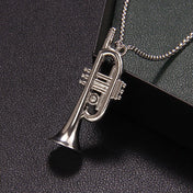 Trumpet Instrument Pendant Chain Necklace — Silver