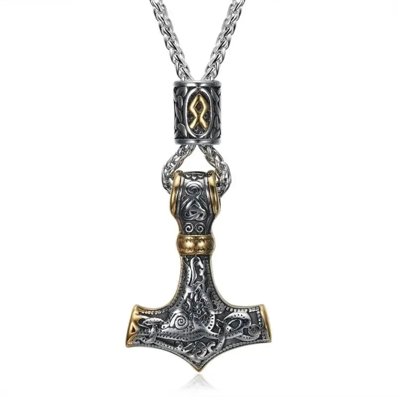 Retro Domineering Nordic Battle Ax Pendant Necklace for Men and Women Punk Pendant Lucky Amulet Jewelry Gift