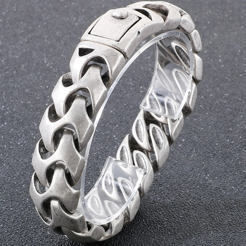 Cool Solid Stainless Steel Bracelet for Man Men's Jewelry Accessories Matte Brushed 18MM Width Keel Cuban Chain Boys'