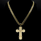 Cross Steel Pendant Layered Collar Hombren6134