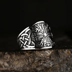 Vintage Nordic Viking Compass Rings Stainless Steel Punk Viking Celtics Knot Ring For Men Biker Amulet Jewelry Gift