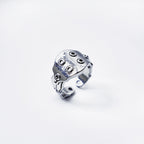 Retro King Gesar Plate Armor Adjustable Open Ring For Men Silver-plated Copper Gothic Punk Edgy Jewelry Niche Accessories Gift