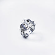 Retro King Gesar Plate Armor Adjustable Open Ring For Men Silver-plated Copper Gothic Punk Edgy Jewelry Niche Accessories Gift