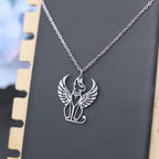 Kinitial Ancient Egyptian Mythology Sphinx Cat Pendant Necklace For Women Men Stainless Steel Trendy Chain Jewelry Gifts