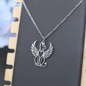Sphinx Cat Egyptian Mythology Gold Pendant Necklace