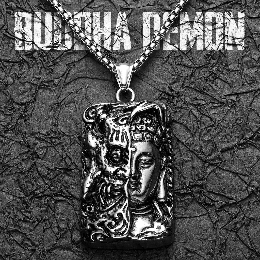 Buddha Pendant Necklace Stainless Steel Vintage