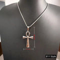 Trendy Mythology Key Of Life Pendant Silver Color Stainless Steel Egyptian Ankh Collar Chains Necklace for Men Women Jewelry