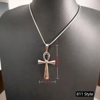 Trendy Mythology Key Of Life Pendant Silver Color Stainless Steel Egyptian Ankh Collar Chains Necklace for Men Women Jewelry