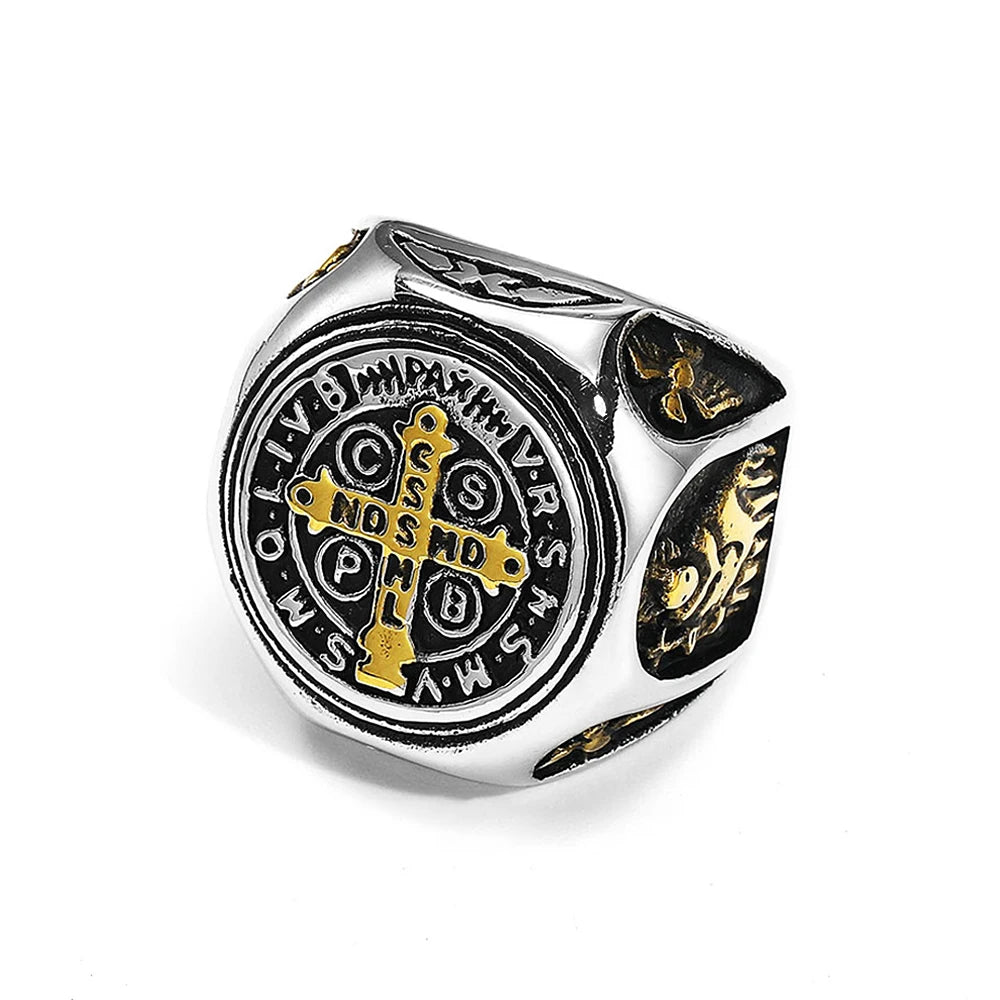 Saint Benedict Cross Ring — Stainless Steel