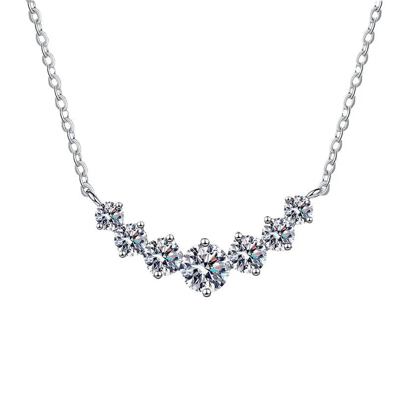 Luxury 18K Solid Platinum PT950 Necklace Moissanite Princess Pendant 2.8 carat D Color Moissanite Full Diamond Clavicle