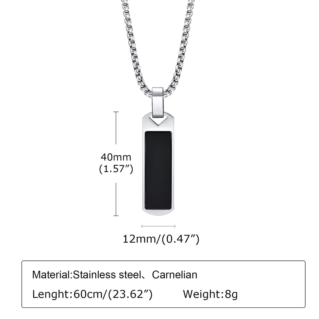 Natural Stone Healing Pendant — Stainless