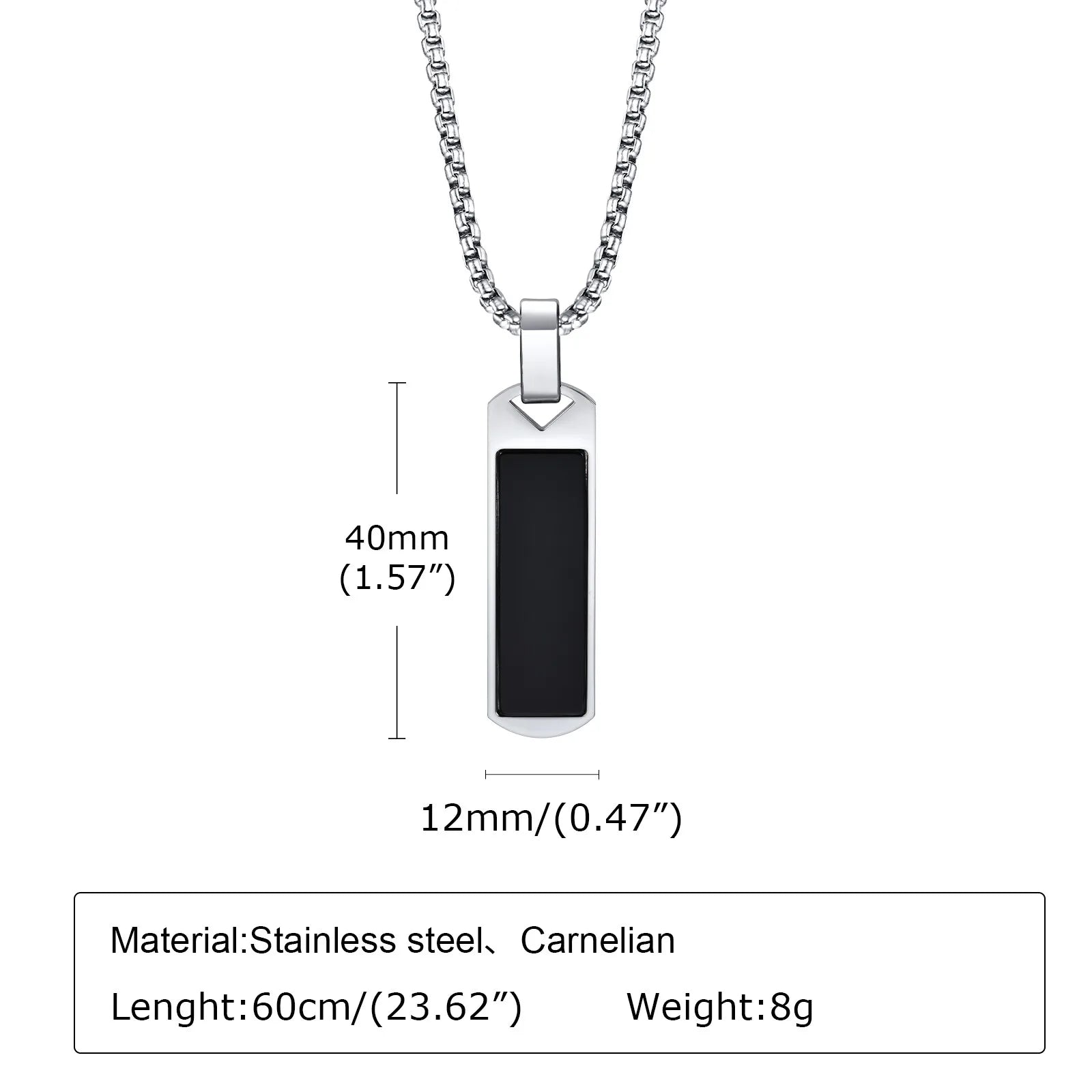 Natural Stone Healing Pendant — Stainless