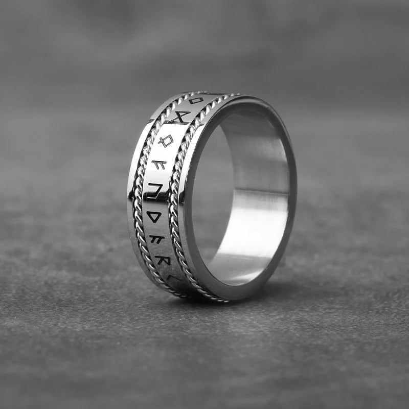 Odin Norse Rune Couple Ring — Stainless Steel