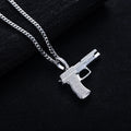 Iced Out Gun Pendant — 925 Silver