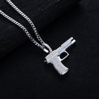 Iced Out Gun Pendant — 925 Silver