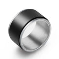 Black Silver Spinner Ring Stainless Steel Anti-Stress