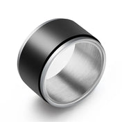 Black Silver Spinner Ring Stainless Steel Anti-Stress