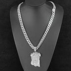 Iced Out Jesus Pendant Gold Cuban Chain 12MM