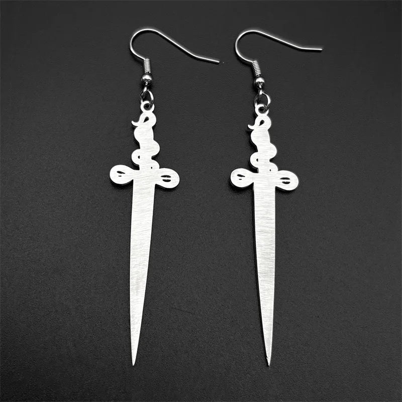 Snake Viking Steel Earrings Vintage Norse Mythology