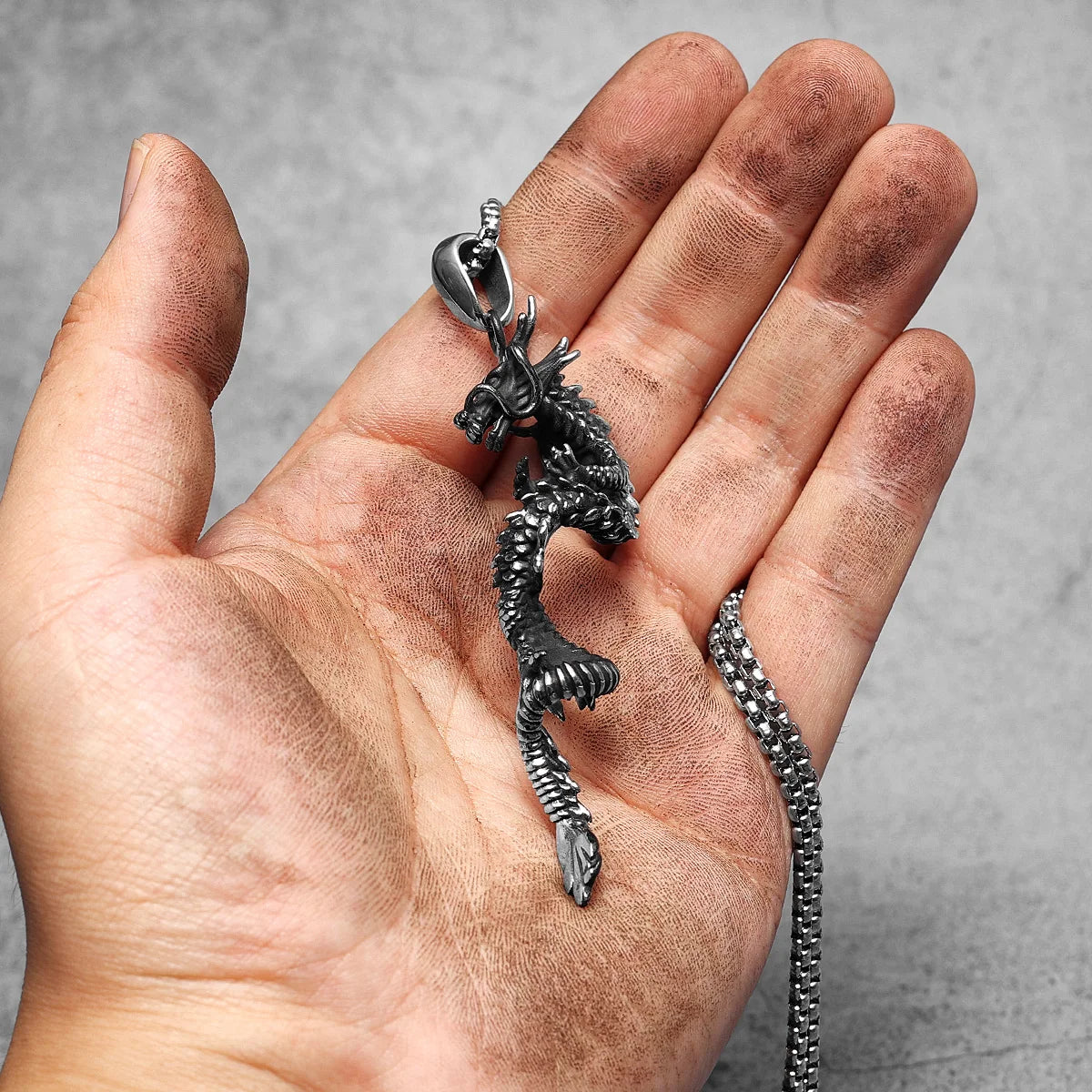 Retro Dragon Pendant Necklace — Stainless Steel