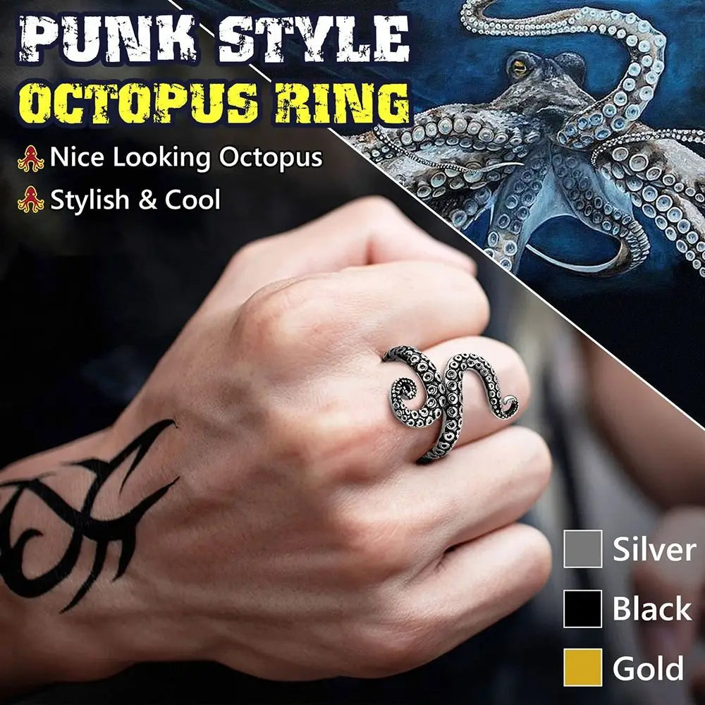 New Octopus Opening Knitting Loop Crochet Ring Stainless Steel Punk Style Thimble Ring Adjustable Finger Wear Knitting