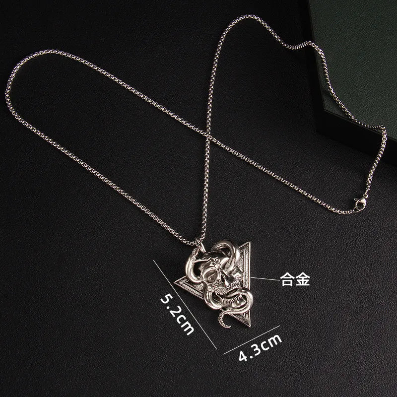 Skull Steel Pendant European American Snake Wrapped