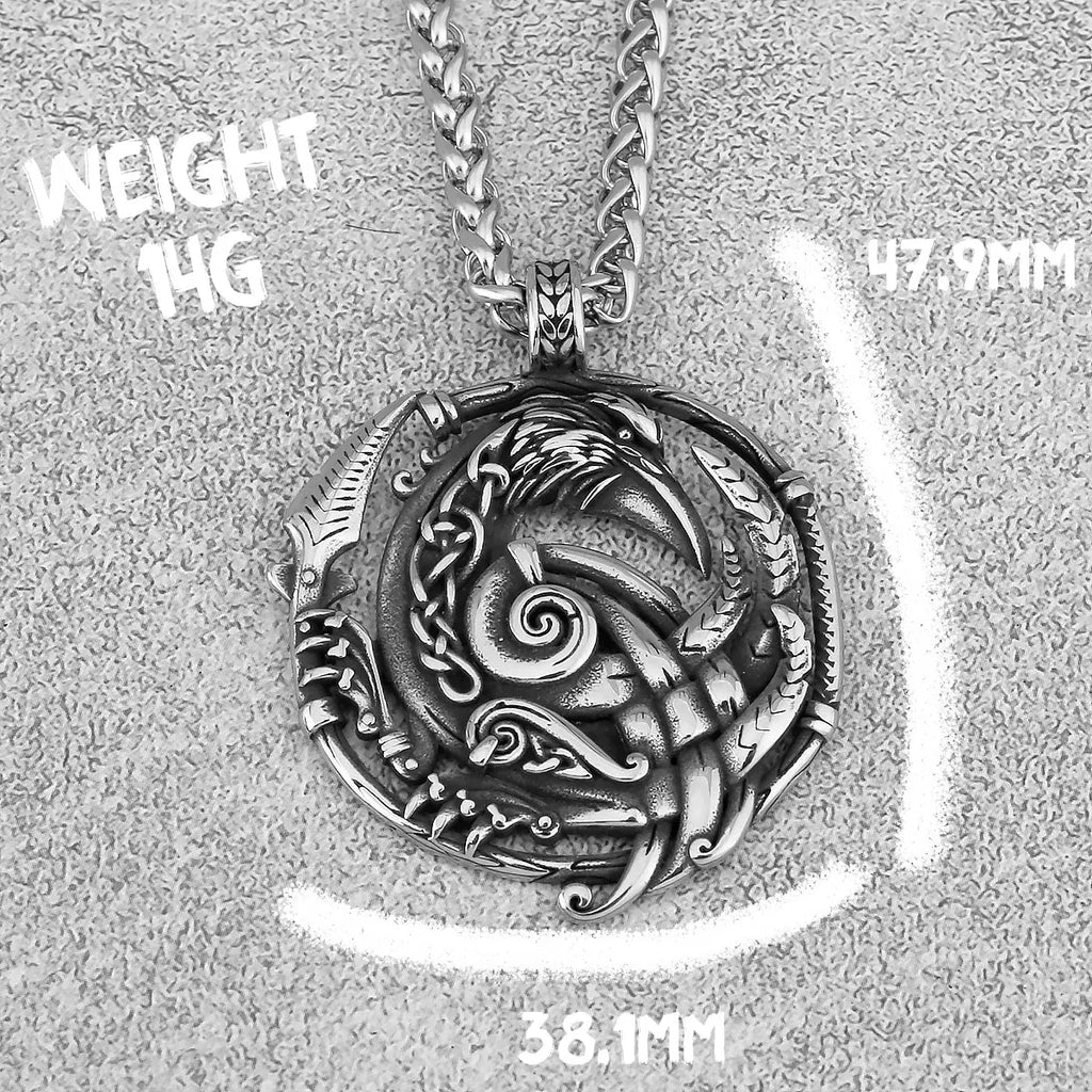 High Quality Vintage Viking Crow Arrow Necklace Men's Nordic Stainless Steel Fashion Amulet Rune Pendant Scandinavian Jewelry
