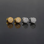 Iced Out Hemispherical Stud Earrings — SS