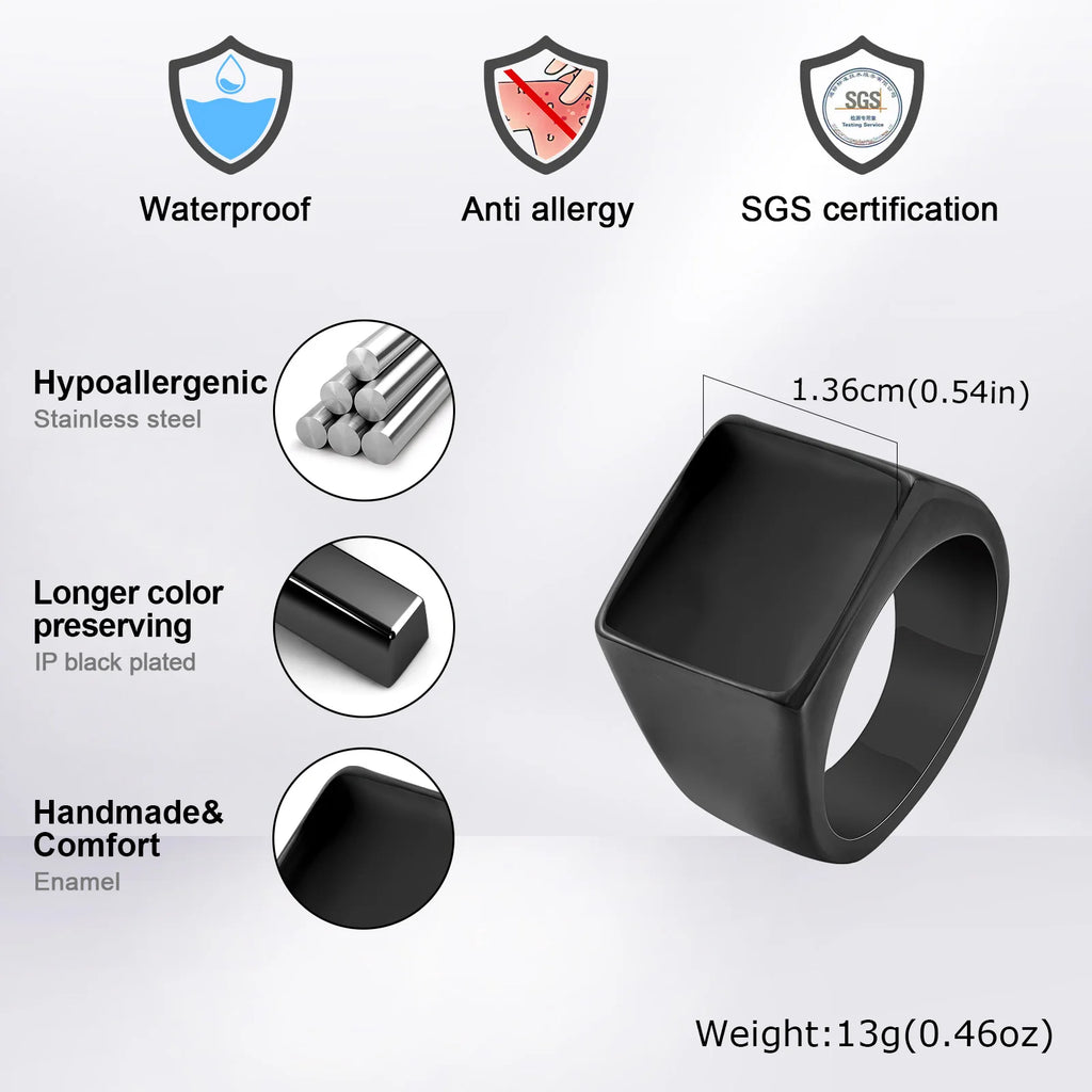 Square Signet Ring — Stainless Steel