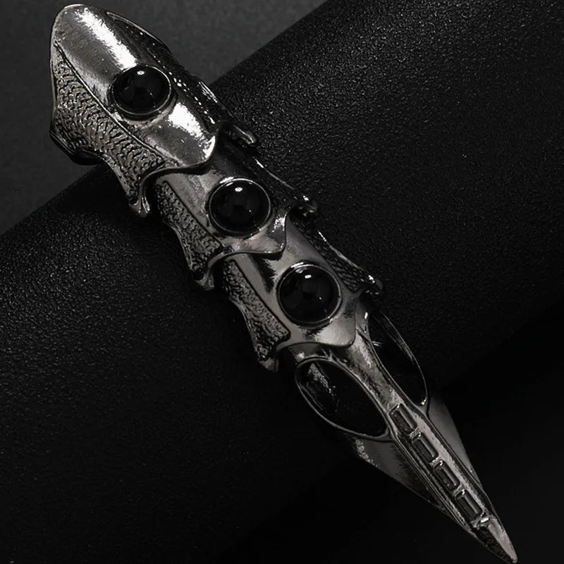 Armour Knuckle Full Finger Double loop Activity Ring For Men Punk Gothic Open Ring Jewelry Anime Cosplay Halloween Accessories