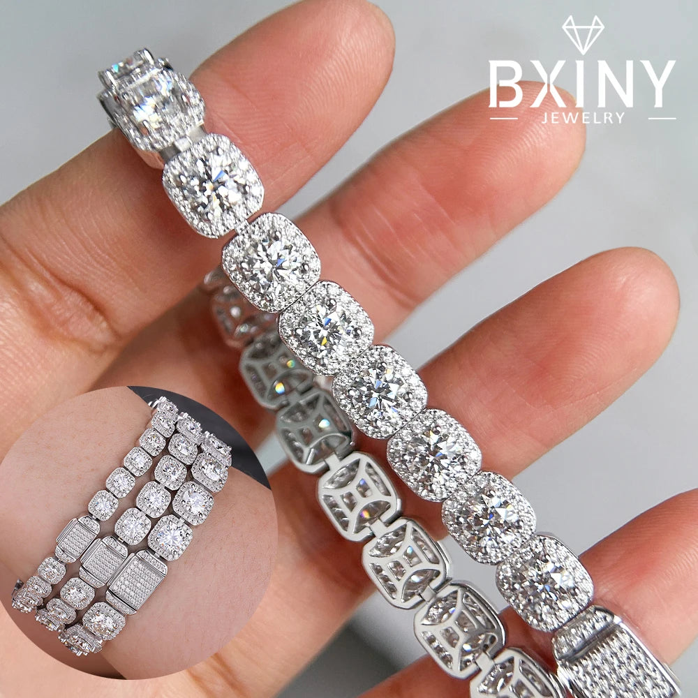 BXINY Luxury Full Moissanite Bracelets S925 Silver GRA Certified Lab Diamond Hand Chain for Women Men Wedding Fine Jewelry Gifts
