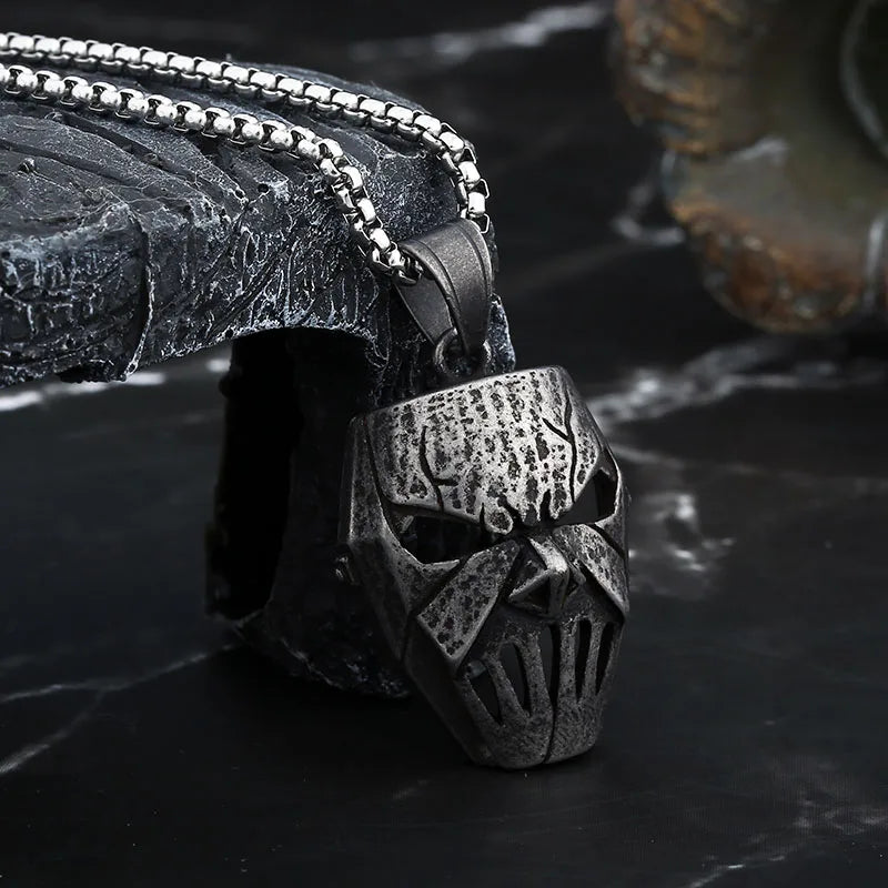 Biker Retro 2024 New Fashion 316L Stainless Steel Punk Rock Skull Mask Pendant Necklace For Man Women Music Brand