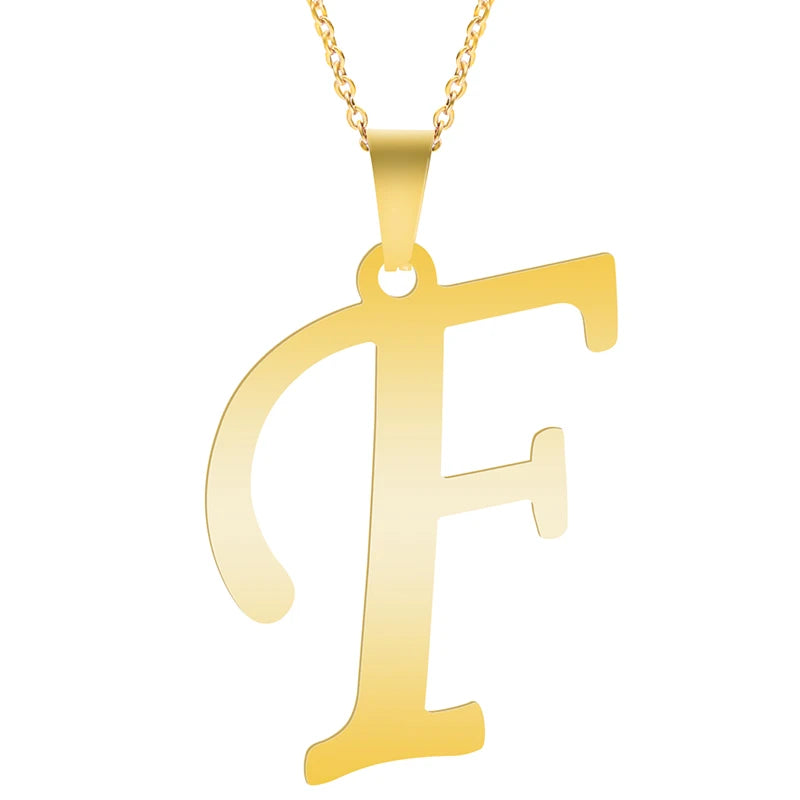 Initial 26 Letters Pendant Stainless Steel Necklaces For Women Men Accessories English Alphabet Necklace Fashion