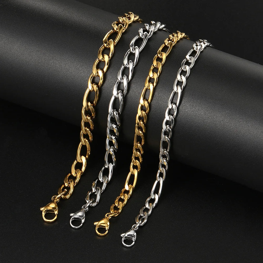 Gold Figaro Bracelet 316L Stainless Steel 5MM
