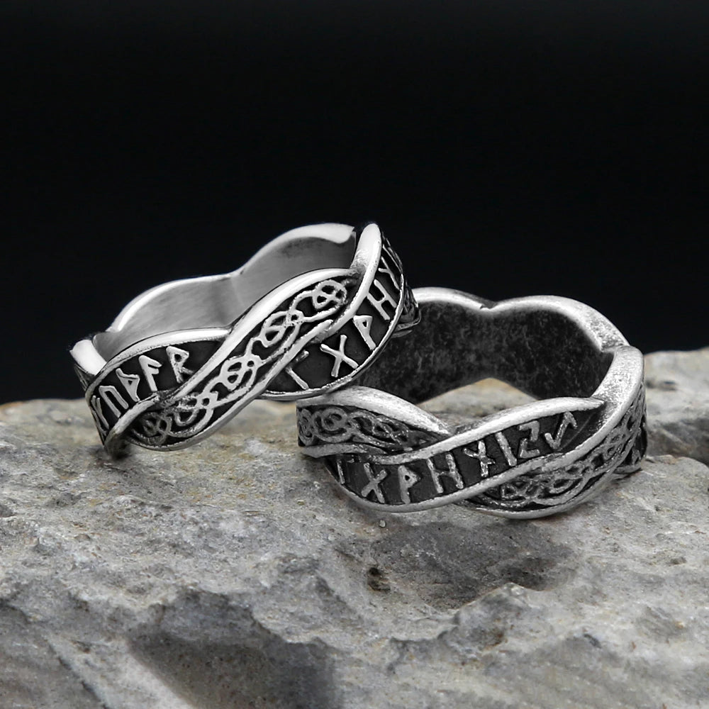 Odin Steel Ring Viking Letter Nordic Runes Punk