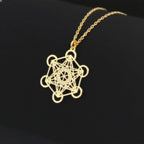 Stainless Steel Necklace Sacred Geometry Metatron Pendant Necklace Women Men Meditation Religiosus Jewelry Chain
